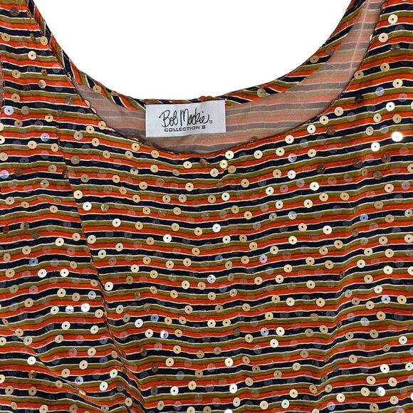 Vintage Bob Mackie 3-Piece Set | L, Sequin Shell, Tie Blouse, Skirt, Bold Stripe - Picture 7 of 7